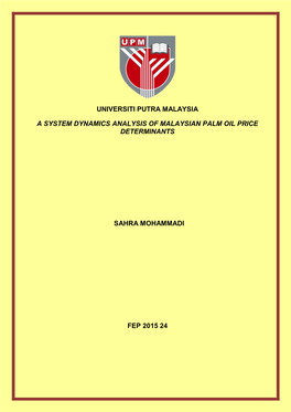 Universiti Putra Malaysia a System Dynamics Analysis