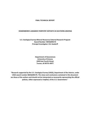 USGS MRERP 06HQGR0176 Final Technical Report