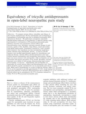 Equivalency of Tricyclic Antidepressants in Openlabel