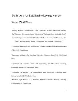 Nasn 2 As 2 : an Exfoliatable Layered Van Der Waals Zintl Phase