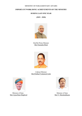 Achievements First One Year-17Th Lok Sabha