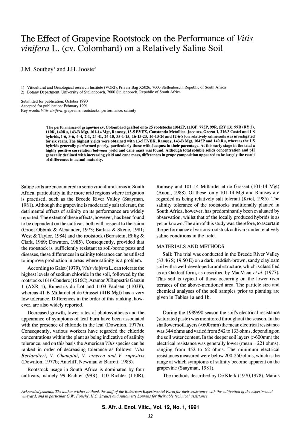 The Effect of Grapevine Rootstock on the Performance of Vitis Vinifera L