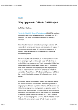 Why Upgrade to Gplv3 - GNU Project About:Reader?Url=