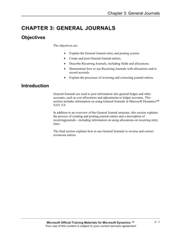 Chapter 3: General Journals