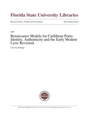 Renaissance Models for Caribbean Poets: Identity, Authenticity, and The