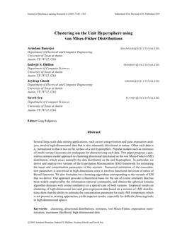 Clustering on the Unit Hypersphere Using Von Mises-Fisher Distributions