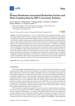 Plasma Membrane-Associated Restriction Factors and Their Counteraction by HIV-1 Accessory Proteins