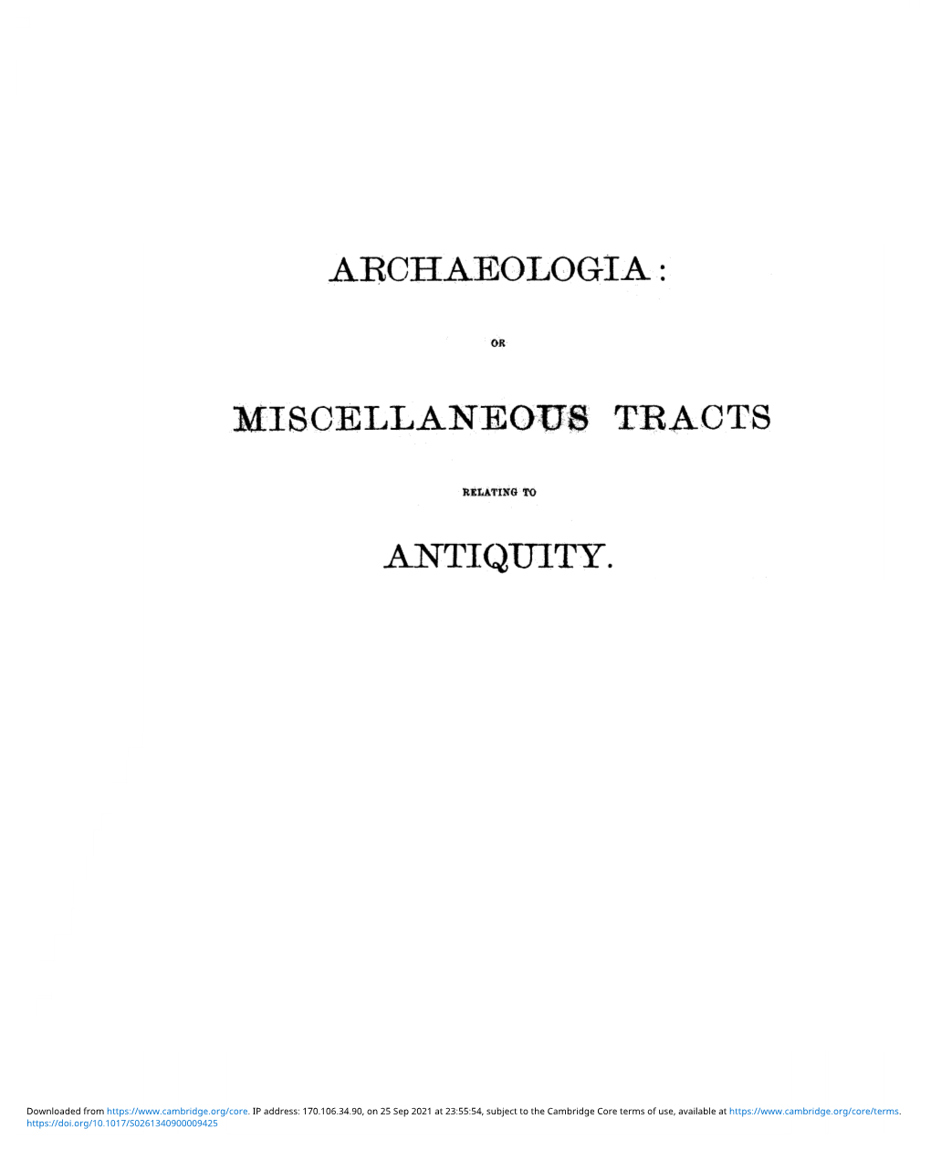 Aechaeologia Miscellaneous Teacts Antiquity