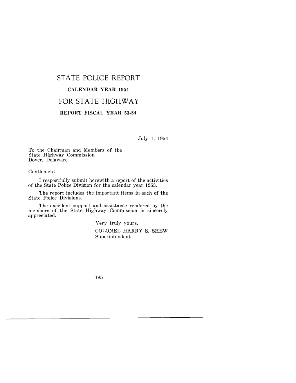 State Police Division Report