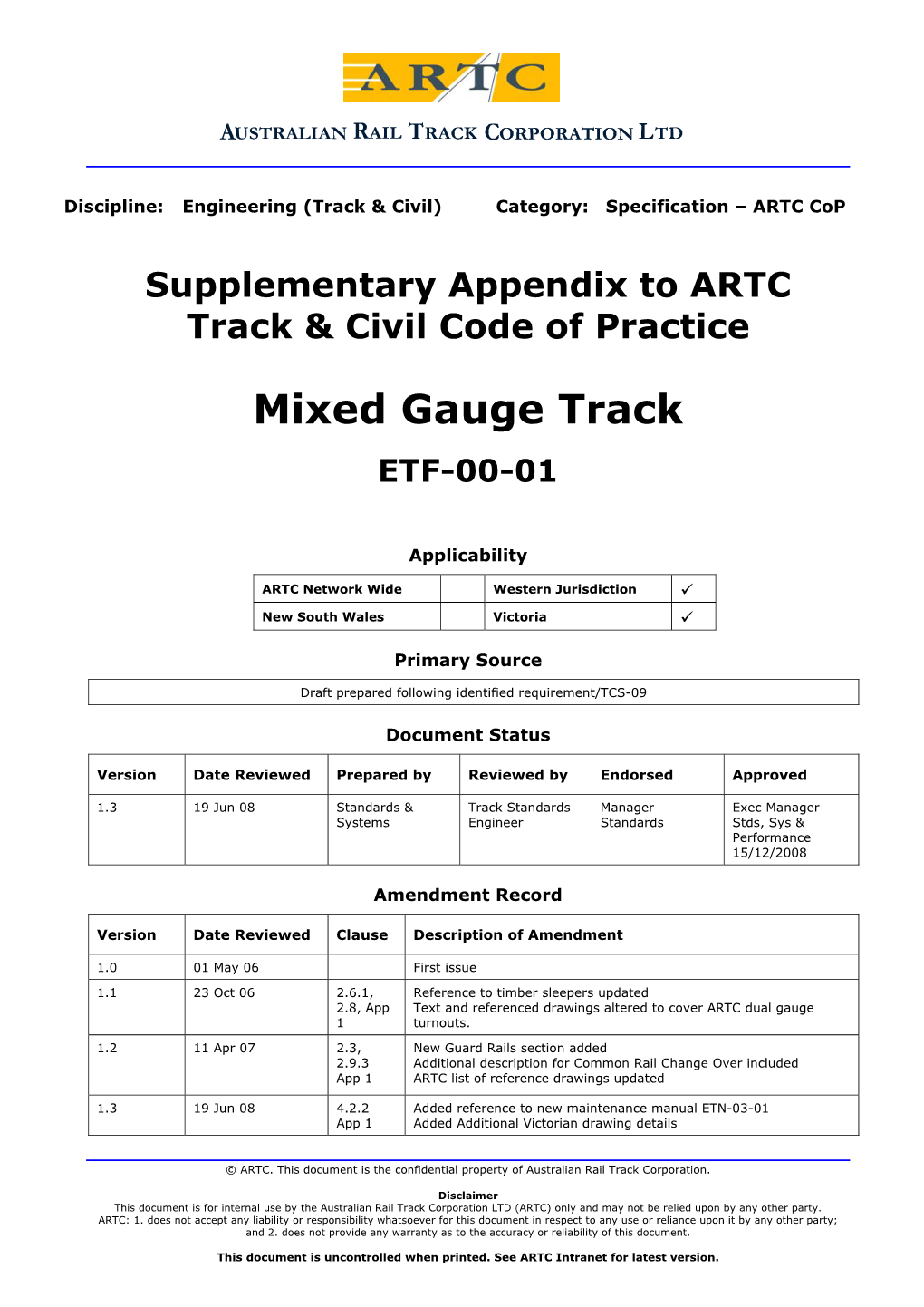 Mixed Gauge Track ETF-00-01