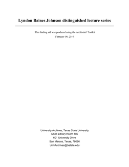 Lyndon Baines Johnson Distinguished Lecture Series