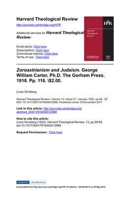 Harvard Theological Review Zoroastrianism and Judaism