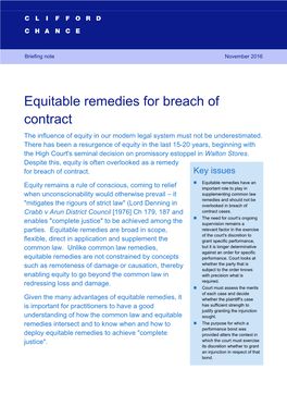 Equitable Remedies for Breach of Contract 1