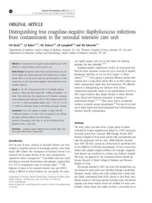 Distinguishing True Coagulase-Negative Staphylococcus Infections from Contaminants in the Neonatal Intensive Care Unit