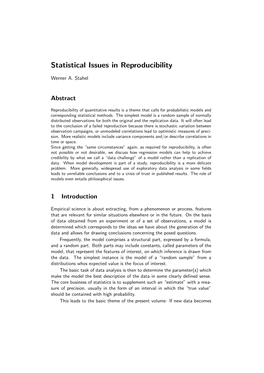 Statistical Issues in Reproducibility