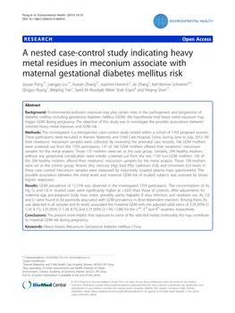A Nested Case-Control Study Indicating Heavy Metal Residues in Meconium