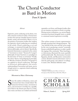 The Choral Conductor As Bard in Motion Tram N