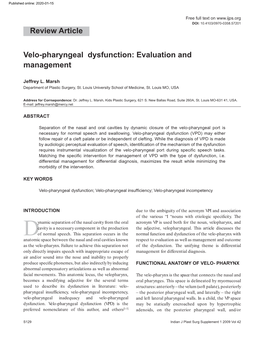 Review Article Velo-Pharyngeal Dysfunction
