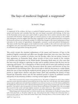 The Hays of Medieval England: a Reappraisal*