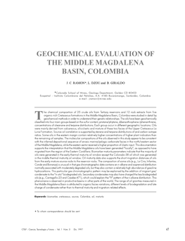 Geochemical Evaluation of the Middle Magdalena Basin