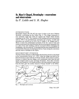 St. Mary's Chapel, Brentingby-Excavations and Observations by P
