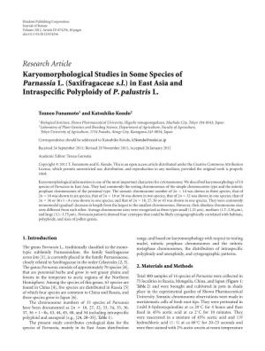 Karyomorphological Studies in Some Species of Parnassia L