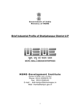 Ubrief Industrial Profile of Shahjahanpur District