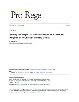 Kingdom" in the Christian University Context