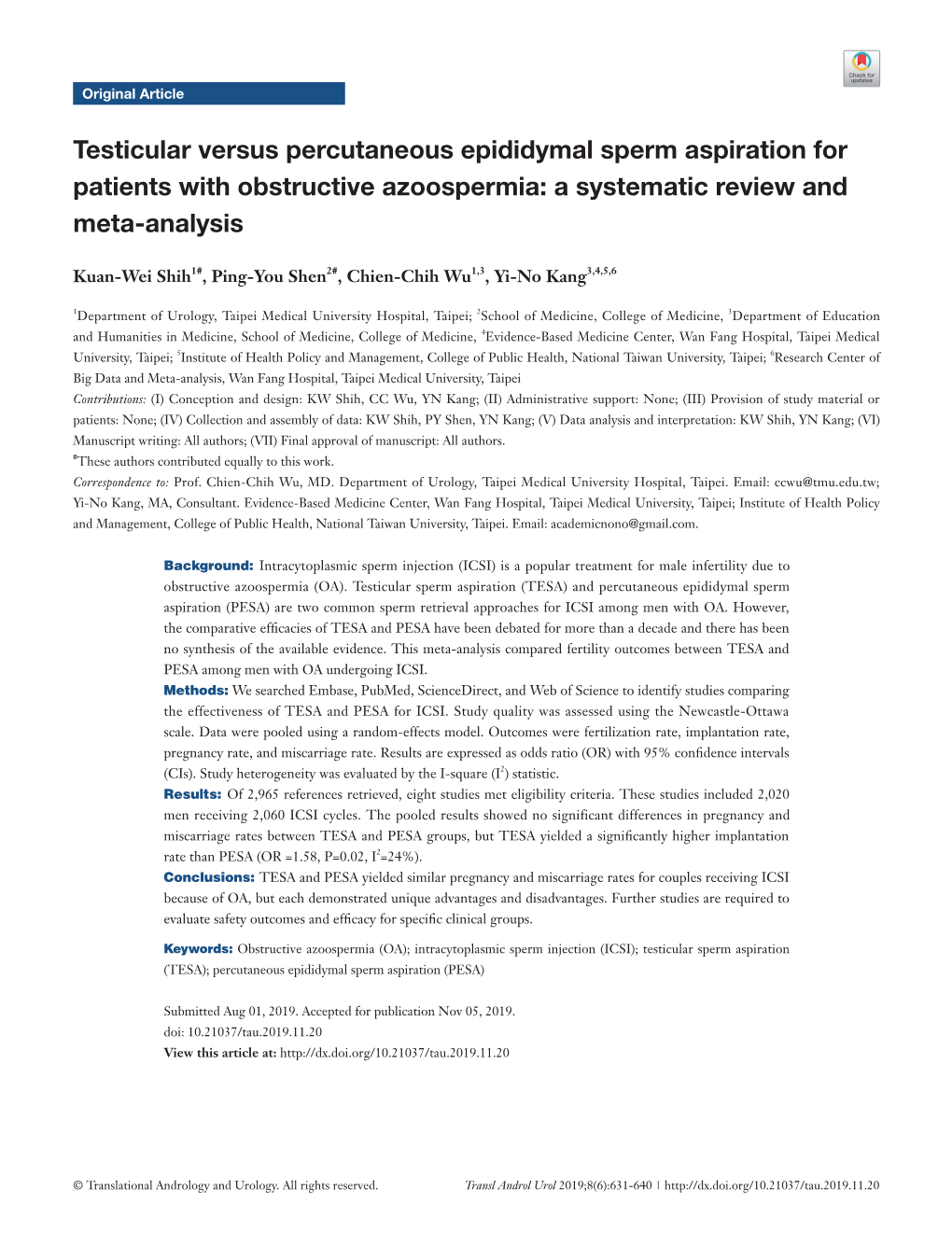 Testicular Versus Percutaneous Epididymal Sperm Aspiration for Patients with Obstructive Azoospermia: a Systematic Review and Meta-Analysis