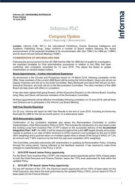 Company Update Board / Reporting / Remuneration