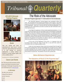 Tribunal & Office of Canonical Affairs July 15, 2015