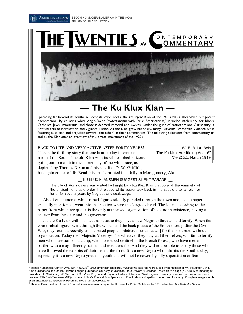 Collected Commentary on the Ku Klux Klan