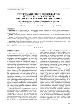 Postraumatic Stress Disorders (Ptsd) Between Fallacy and Facts