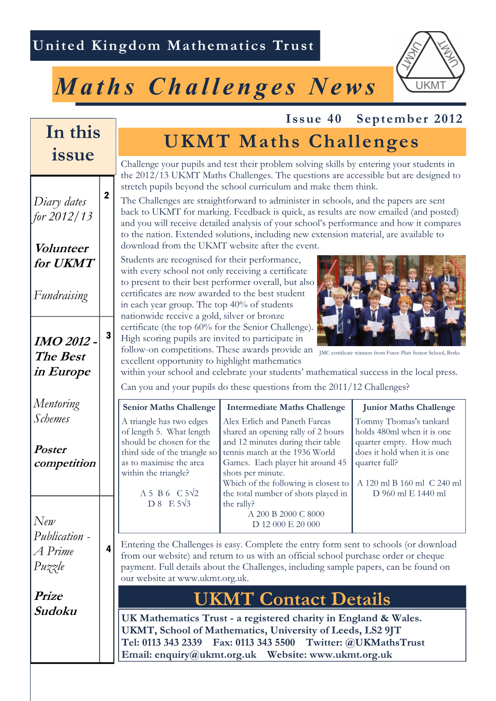 Maths Challenges News