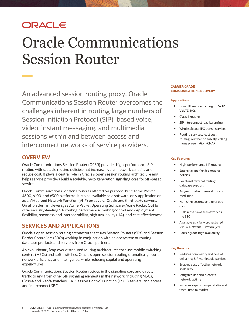 Oracle Communications Session Router