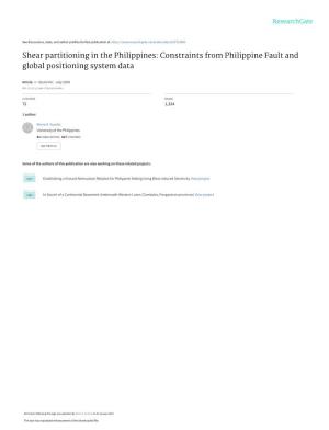 Shear Partitioning in the Philippines: Constraints from Philippine Fault and Global Positioning System Data