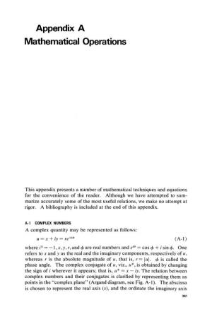 Appendix a Mathematical Operations