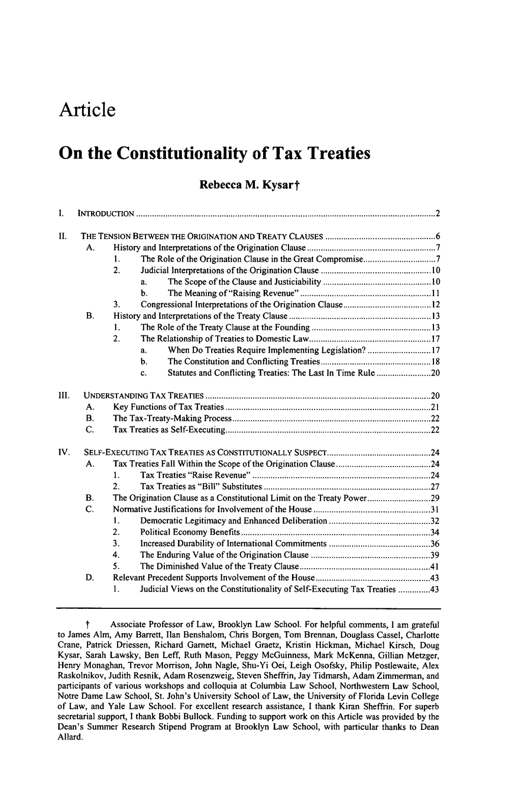 On the Constitutionality of Tax Treaties