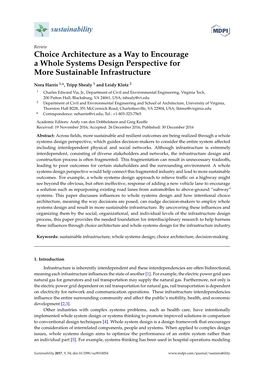 Choice Architecture As a Way to Encourage a Whole Systems Design Perspective for More Sustainable Infrastructure