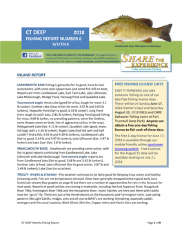 CT DEEP 2018 FISHING REPORT NUMBER 6 Channel Catfish (Ictalurus Punctatus)