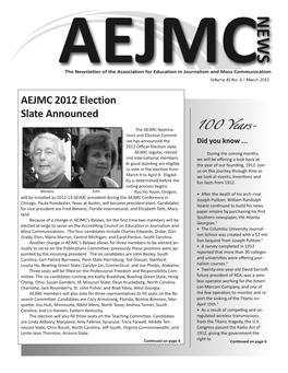AEJMC 2012 Election Slate Announced