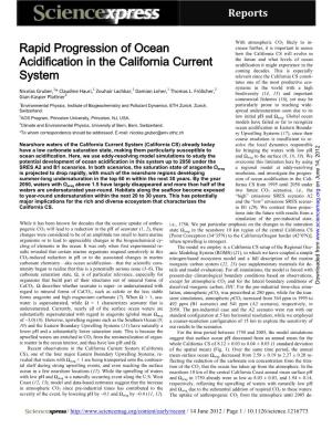 Rapid Progression of Ocean Acidification in the California