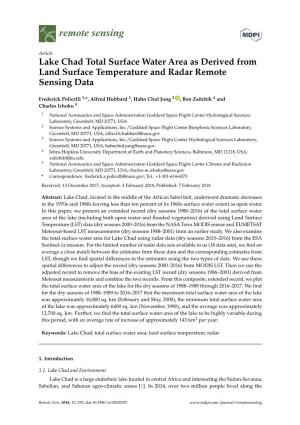 Lake Chad Total Surface Water Area As Derived from Land Surface Temperature and Radar Remote Sensing Data