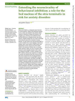 A Role for the Bed Nucleus of the Stria Terminalis in Risk for Anxiety Disorders