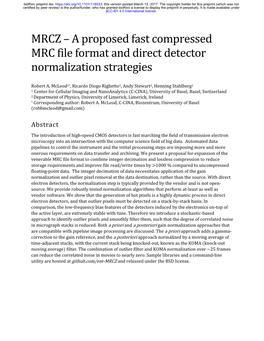 MRCZ – a Proposed Fast Compressed MRC File Format and Direct Detector Normalization Strategies