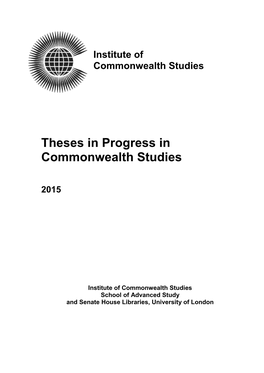 Theses in Progress in Commonwealth Studies 2015.Pdf