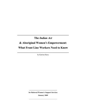 The Indian Act and Aboriginal Women's Empowerment