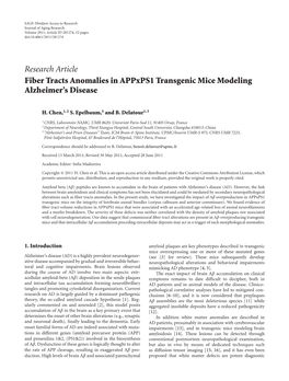Fiber Tracts Anomalies in Appxps1 Transgenic Mice Modeling Alzheimer’S Disease