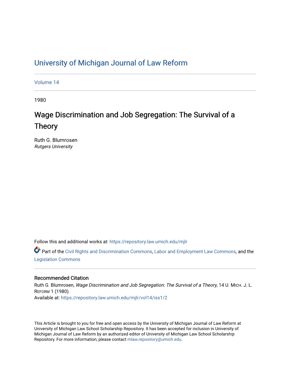 Wage Discrimination and Job Segregation: the Survival of a Theory