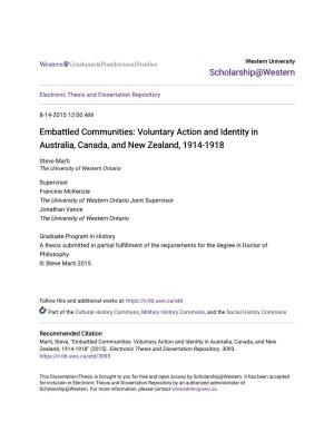 Voluntary Action and Identity in Australia, Canada, and New Zealand, 1914-1918